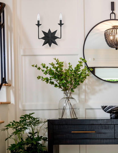 Crystorama Astro Wall Sconce - Black 15.25"H