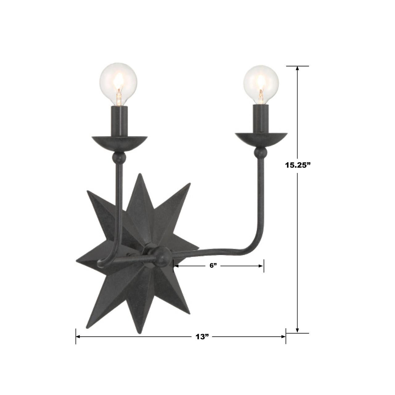 Crystorama Astro Wall Sconce - Black 15.25"H