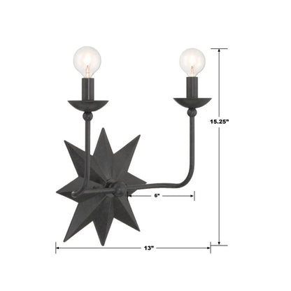 Crystorama Astro Wall Sconce - Black 15.25"H