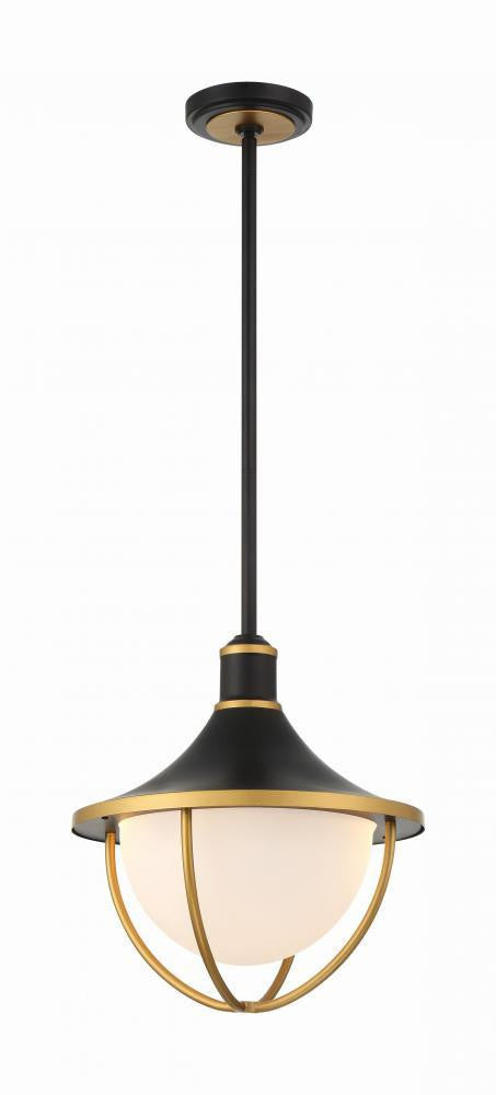 Crystorama Atlas Pendant Matte Black, Textured Gold