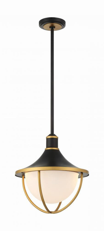 Crystorama Atlas Pendant Matte Black, Textured Gold