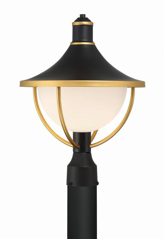 Crystorama Atlas Post Light Matte Black, Textured Gold