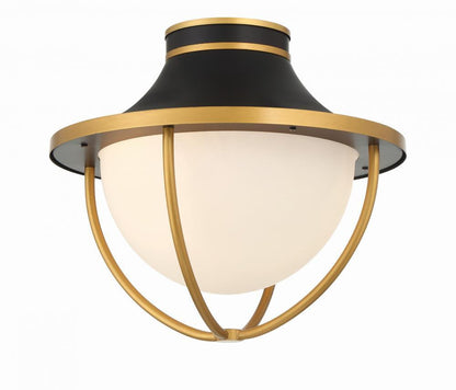 Crystorama Atlas Semi Flush Mount Matte Black, Textured Gold