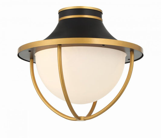 Crystorama Atlas Semi Flush Mount Matte Black, Textured Gold