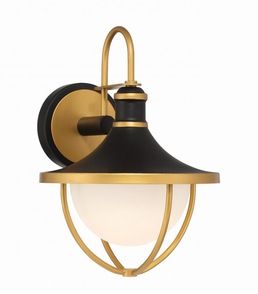 Crystorama Atlas Wall Sconce Matte Black, Textured Gold