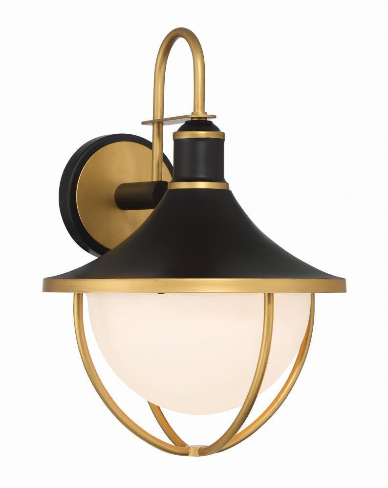 Crystorama Atlas Wall Sconce Matte Black, Textured Gold