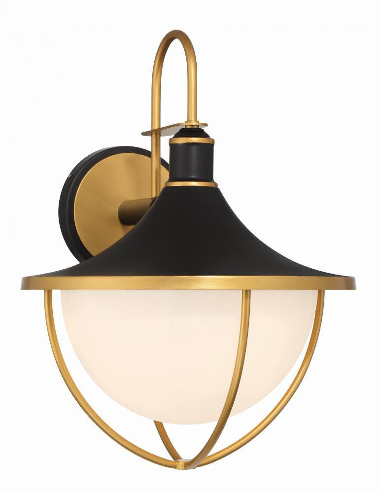 Crystorama Atlas 3 Light Wall Sconce Matte Black, Textured Gold