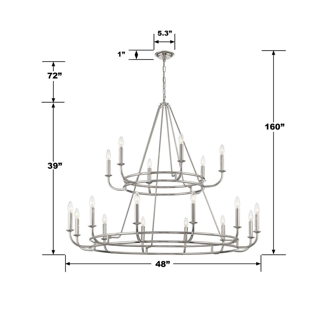 Crystorama Bailey Chandelier - Polished Nickel 39"H