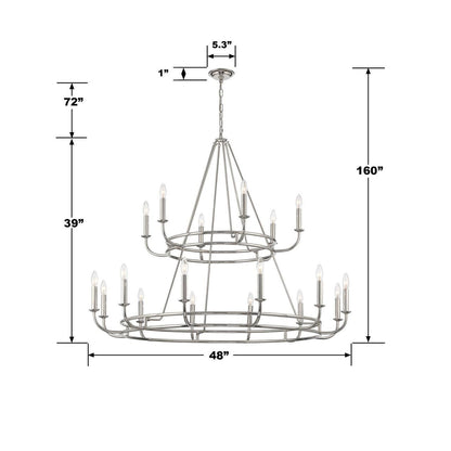 Crystorama Bailey Chandelier - Polished Nickel 39"H