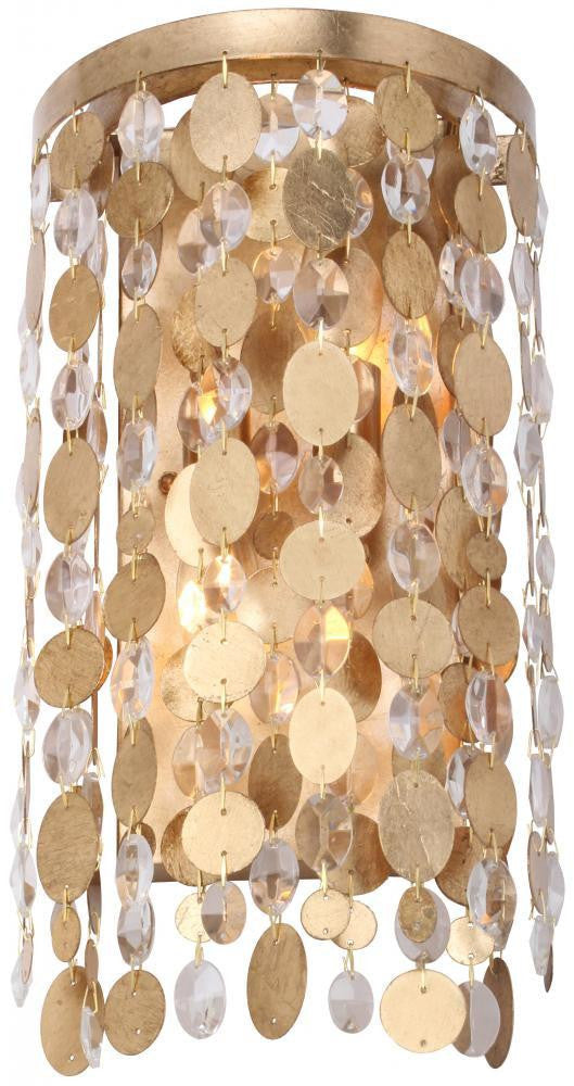 Crystorama Bella 2 Light Wall Sconce Antique Gold