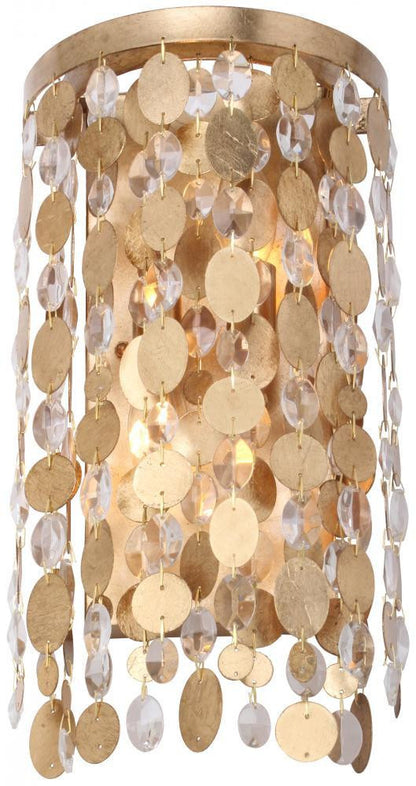 Crystorama Bella 2 Light Wall Sconce Antique Gold