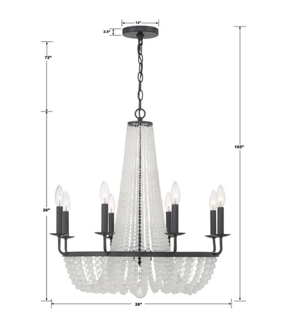 Crystorama Bella Chandelier - Matte Black 26"H