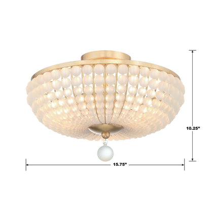 Crystorama Bella Semi Flush Mount - Antique Gold 10.25"H