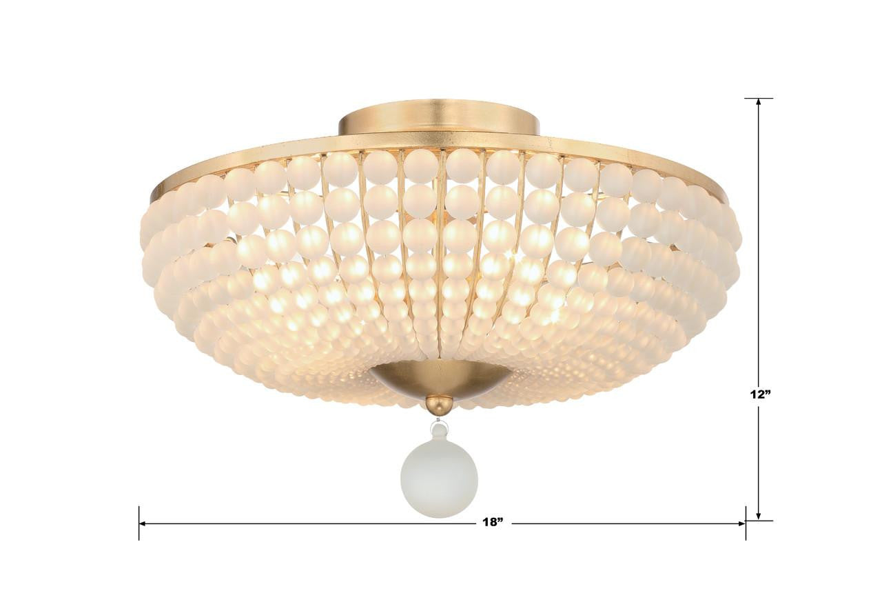 Crystorama Bella Semi Flush Mount - Antique Gold 12"H