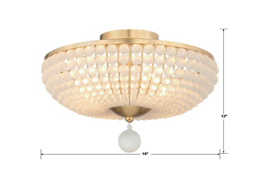 Crystorama Bella Semi Flush Mount - Antique Gold 12"H