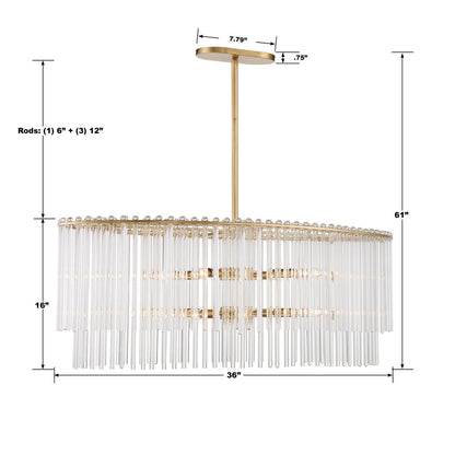 Crystorama Bleecker Chandelier - Antique Gold, Clear Glass 16"H