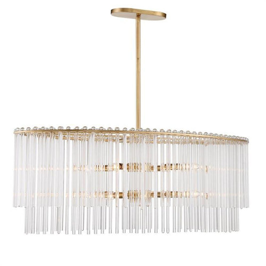 Crystorama Bleecker Chandelier - Antique Gold, Clear Glass 16"H