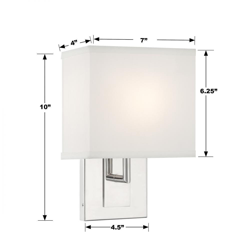 Crystorama Brent Wall Sconce - Polished Nickel 10"H