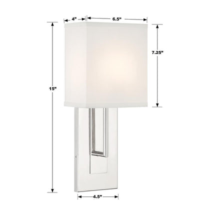 Crystorama Brent Wall Sconce - Polished Nickel 15"H