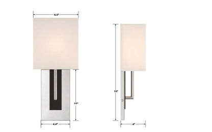 Crystorama Brent Wall Sconce - Polished Nickel, Black Forged 15"H