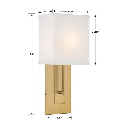 Crystorama Brent Wall Sconce - Vibrant Gold 15"H