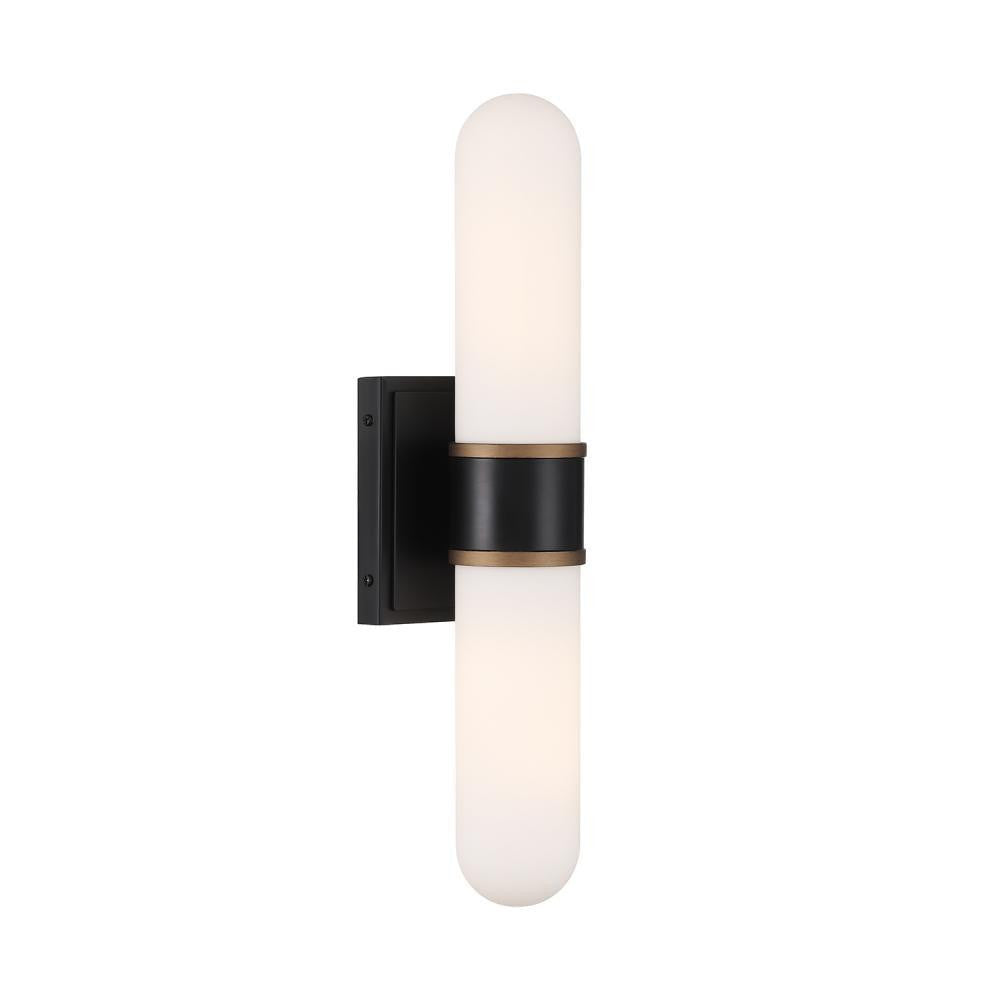 Crystorama Brian Patrick Flynn Capsule 2 Light LED Wall Sco Matte Black, Textured Gold