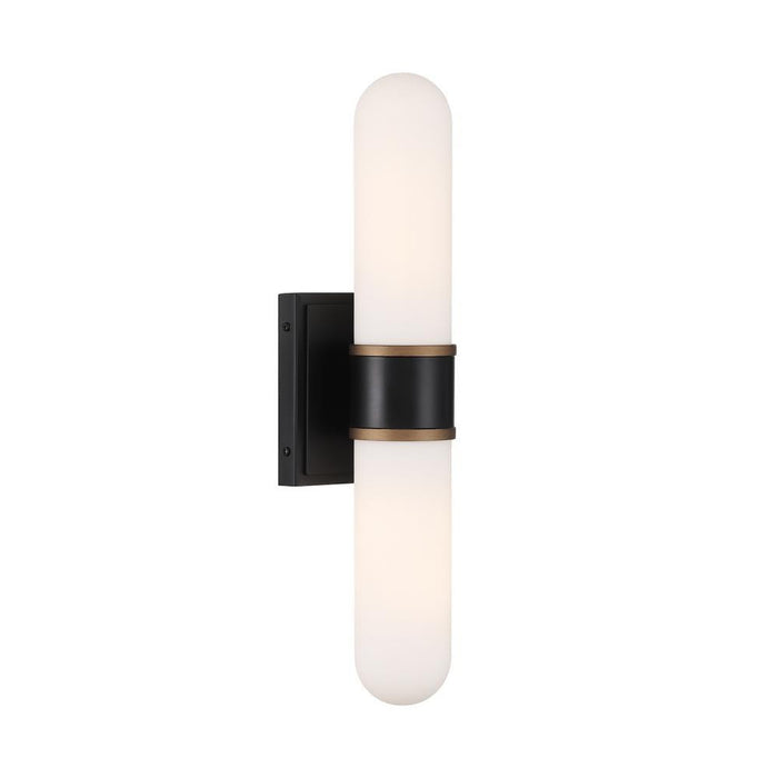 Crystorama Brian Patrick Flynn Capsule 2 Light LED Wall Sco Matte Black, Textured Gold