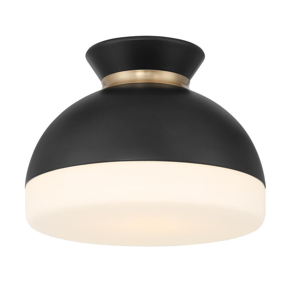 Crystorama Brian Patrick Flynn Gidget 1 Light Flush Mount Matte Black, Textured Gold