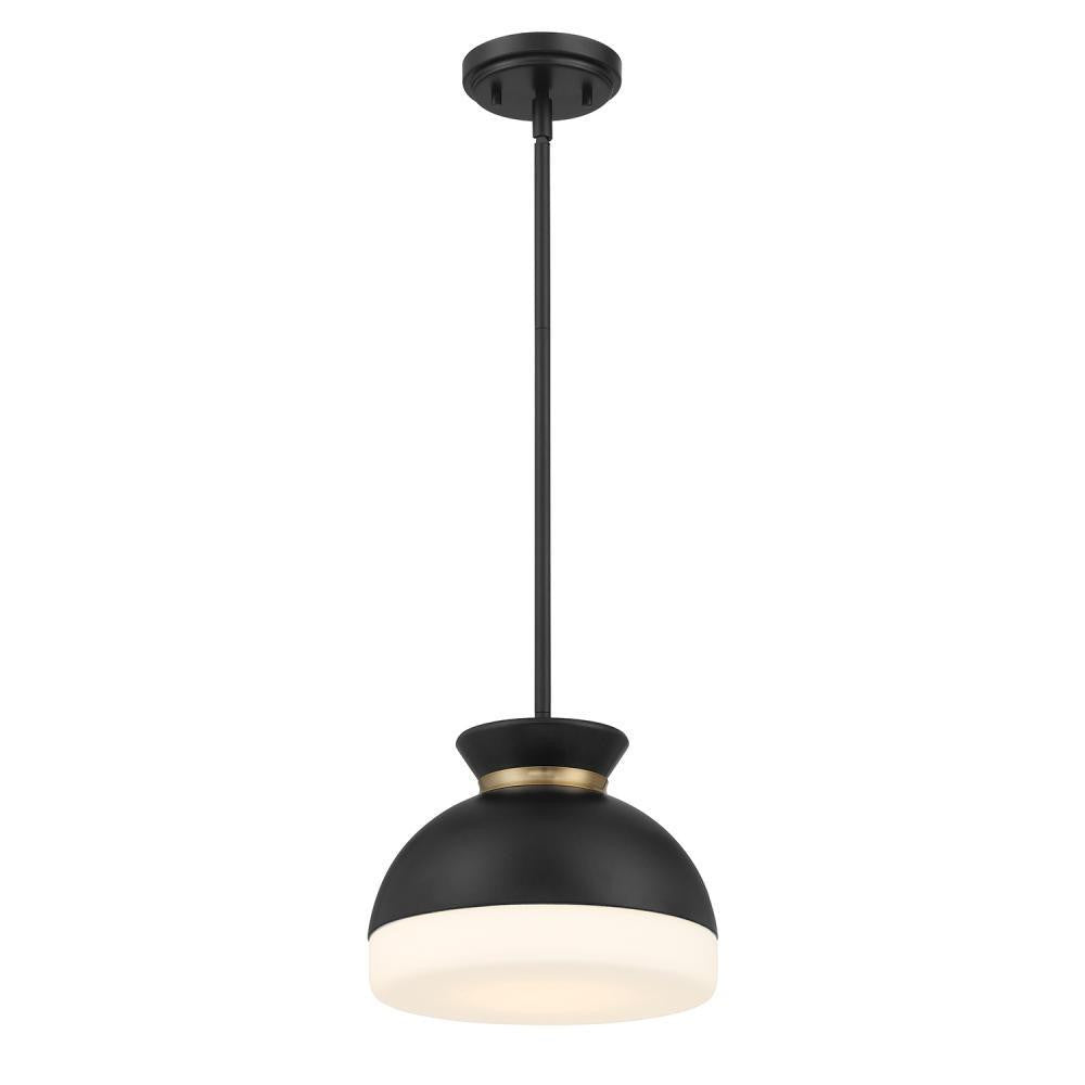 Crystorama Brian Patrick Flynn Gidget 1 Light Mini Pendant Matte Black, Vibrant Gold