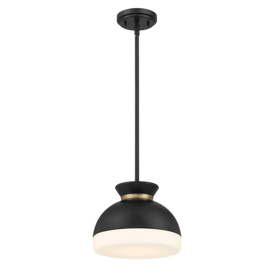 Crystorama Brian Patrick Flynn Gidget 1 Light Mini Pendant Matte Black, Vibrant Gold