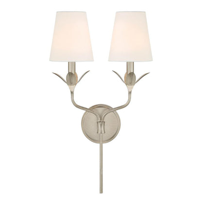 Crystorama Broche 2 Light Antique Silver Sconce, Crystorama 562-SA 2NYDY