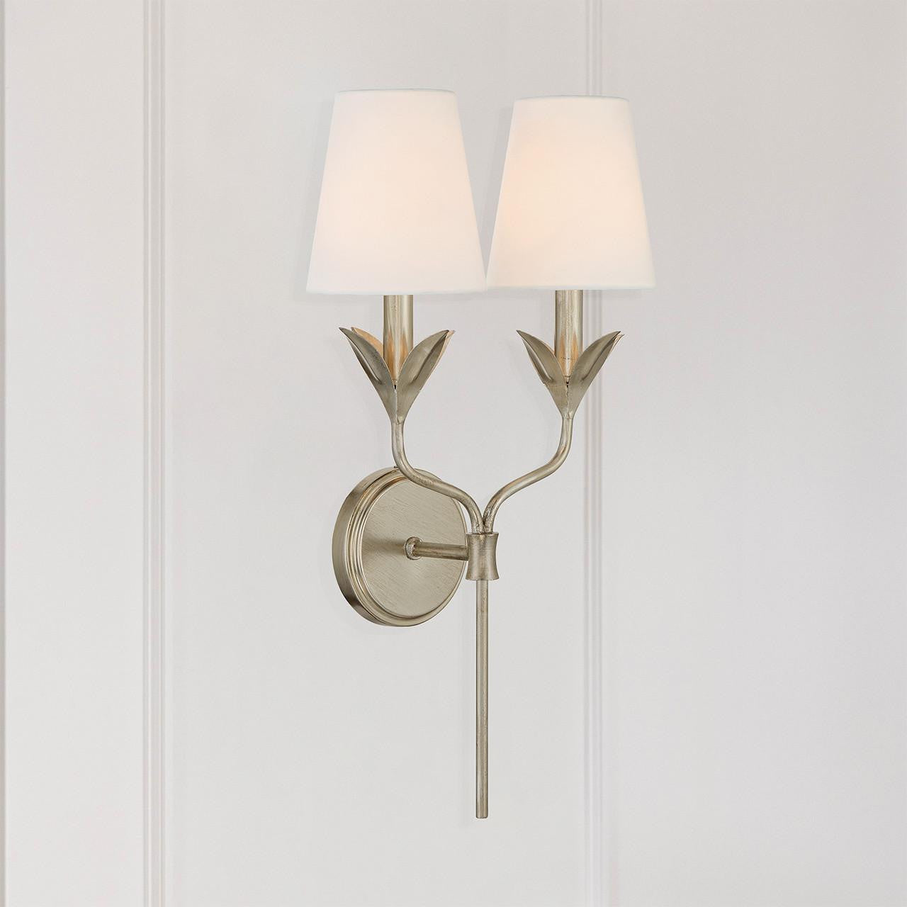 Crystorama Broche 2 Light Antique Silver Sconce, Crystorama 562-SA 2NYDY