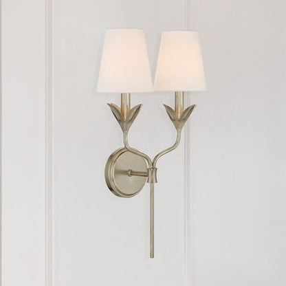 Crystorama Broche 2 Light Antique Silver Sconce, Crystorama 562-SA 2NYDY
