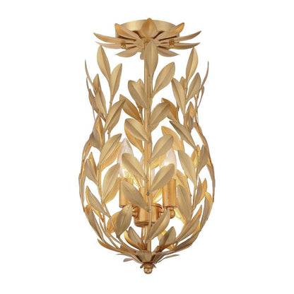 Crystorama Broche 3 Light Semi Flush Mount Antique Gold