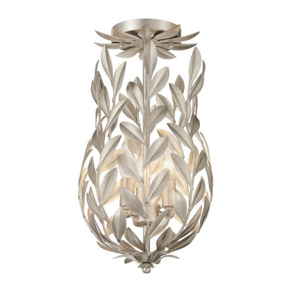 Crystorama Broche 3 Light Semi Flush Mount Antique Silver