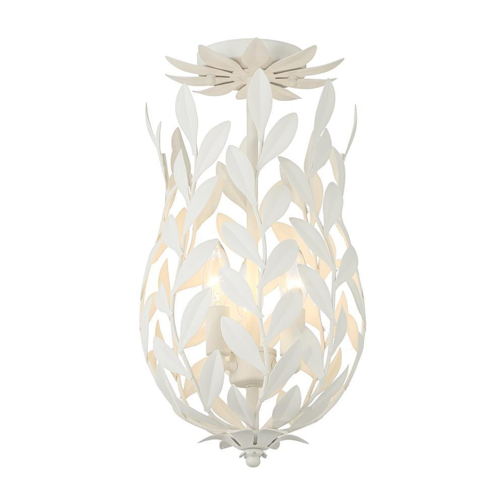 Crystorama Broche 3 Light Semi Flush Mount Matte White