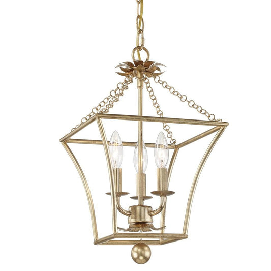 Crystorama Broche 3 Light Mini Chandelier Antique Gold