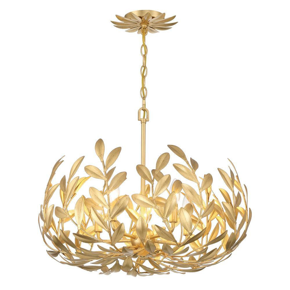 Crystorama Broche 5 Light Chandelier Antique Gold