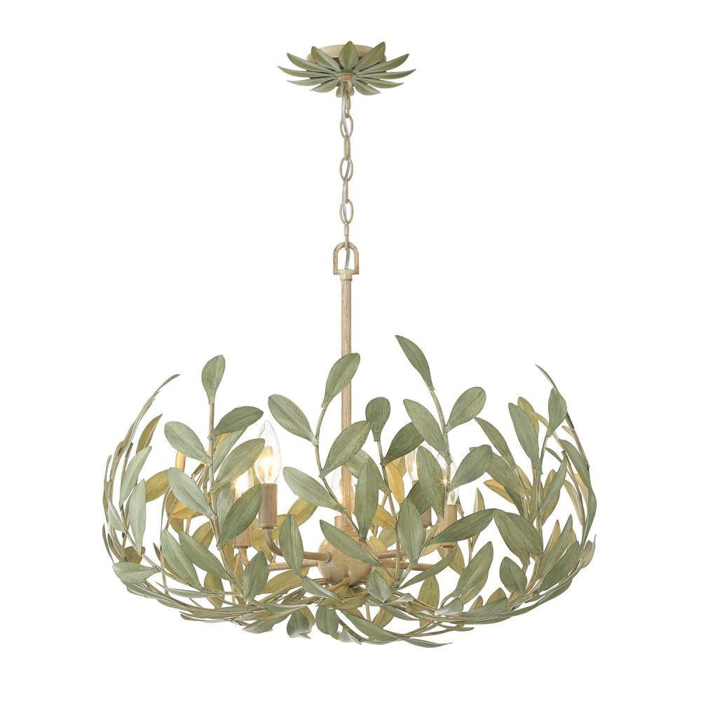 Crystorama Broche 5 Light Chandelier Champagne Green Tea