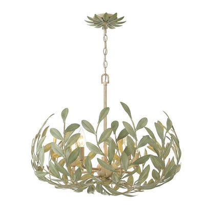 Crystorama Broche 5 Light Chandelier Champagne Green Tea
