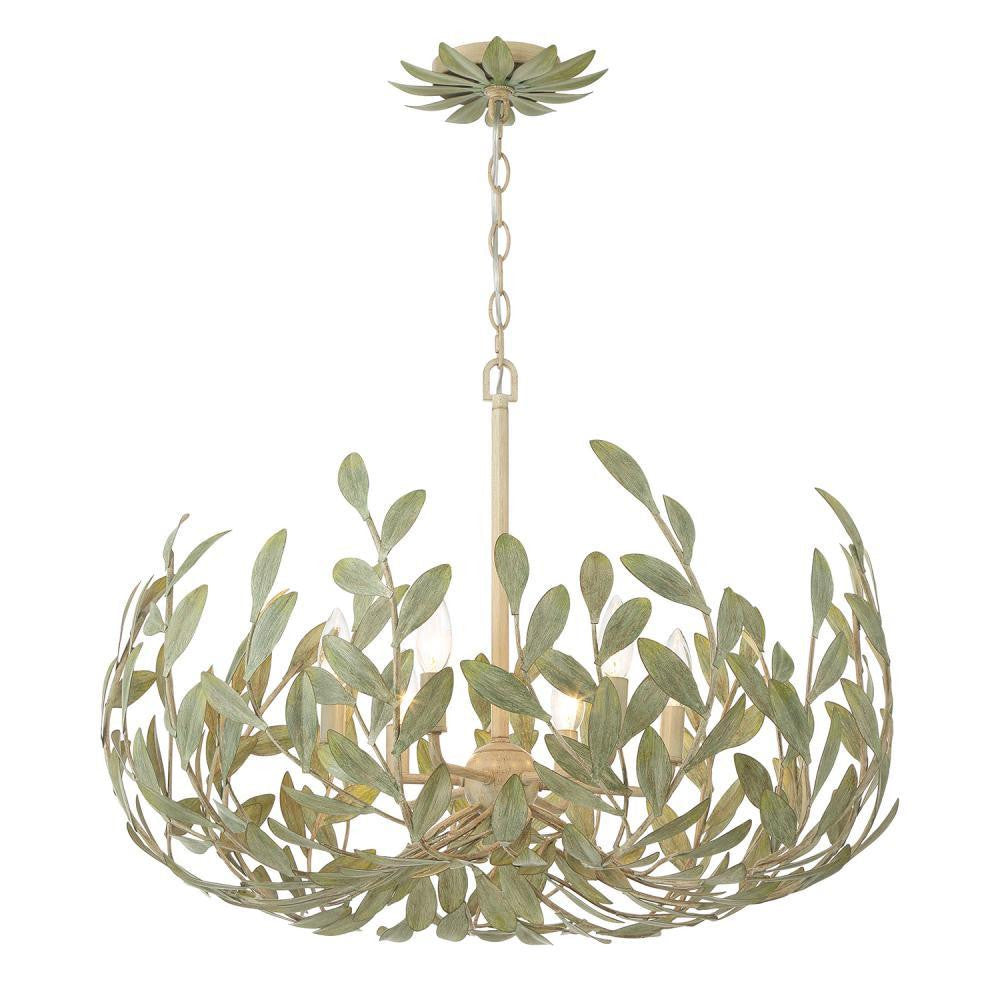 Crystorama Broche 6 Light Chandelier Champagne Green Tea