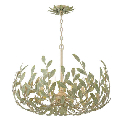 Crystorama Broche 6 Light Chandelier Champagne Green Tea