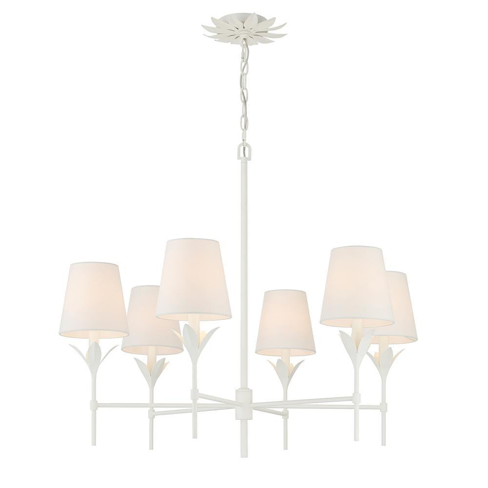 Crystorama Broche 6 Light Chandelier Matte White