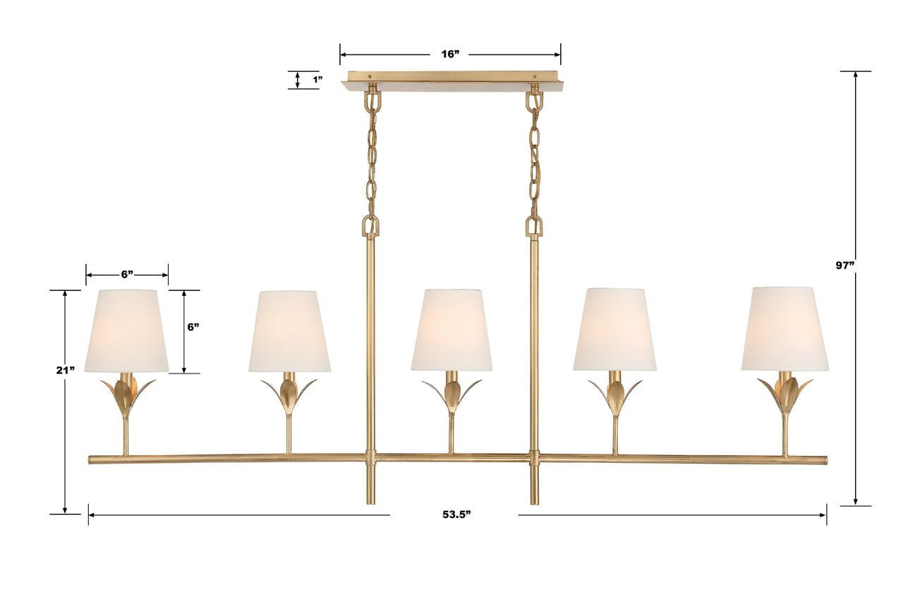 Crystorama Broche Chandelier - Antique Gold 21"H