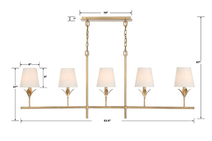 Crystorama Broche Chandelier - Antique Gold 21"H