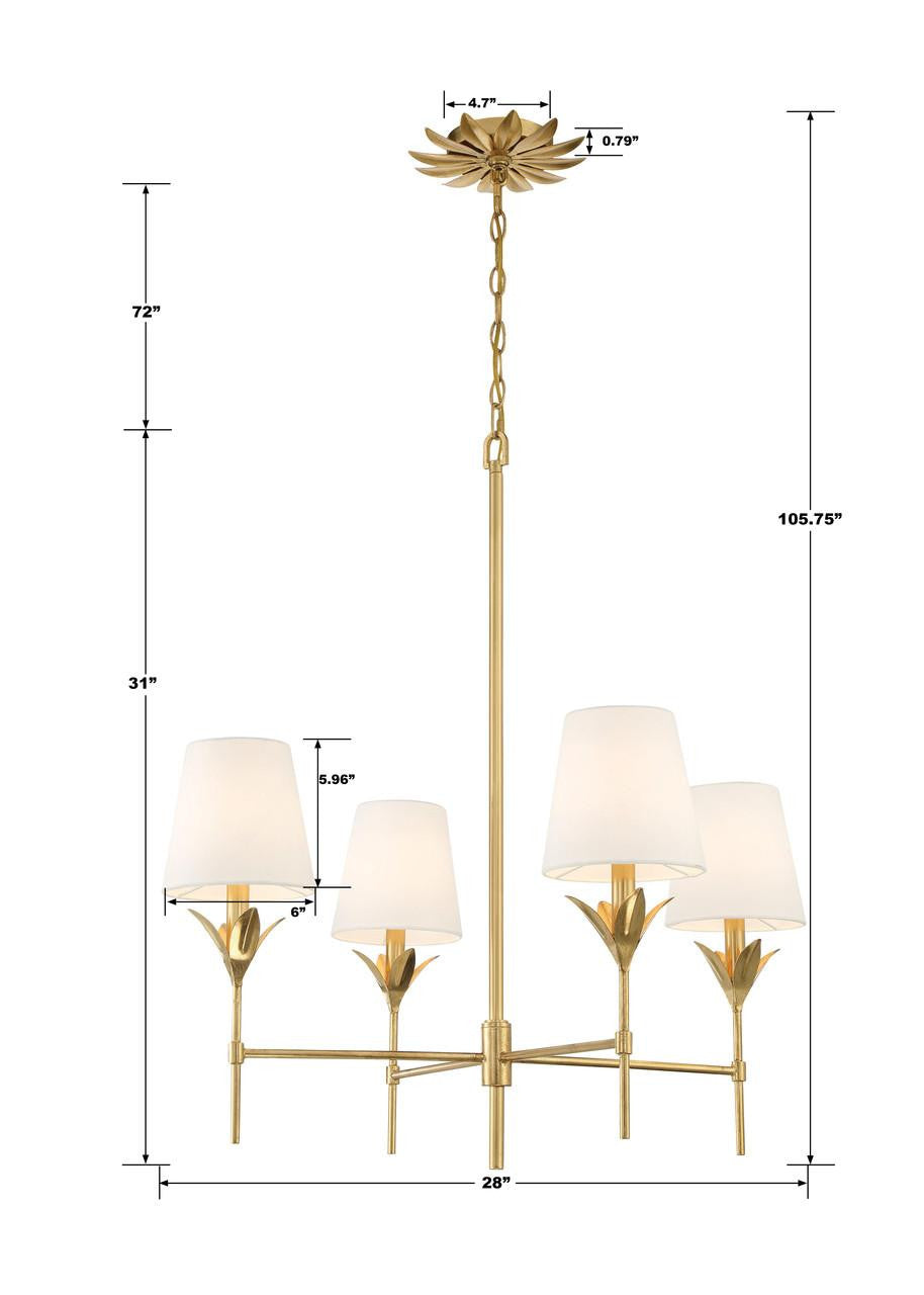 Crystorama Broche Chandelier - Antique Gold 28"H