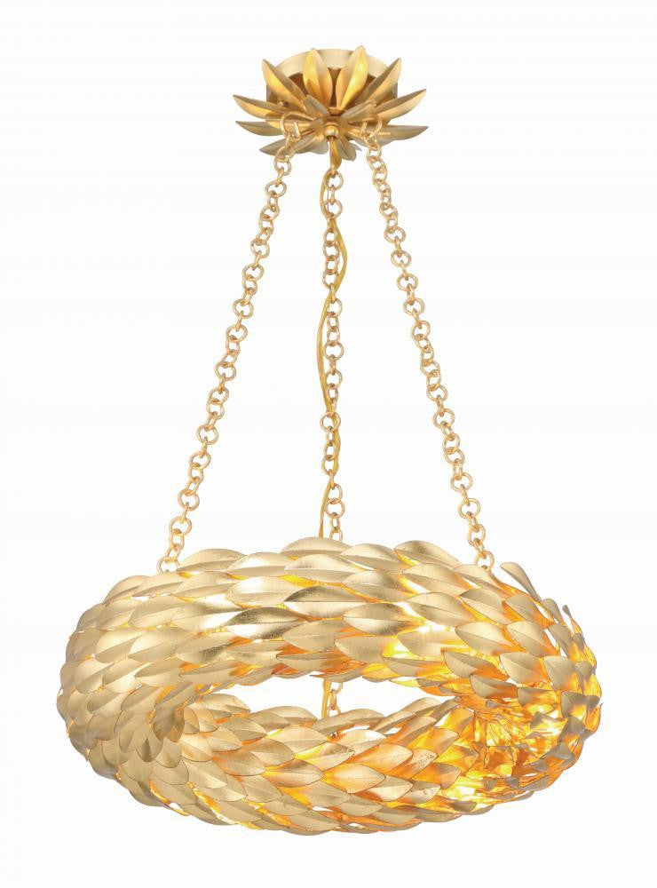 Crystorama Broche LED Chandelier Antique Gold
