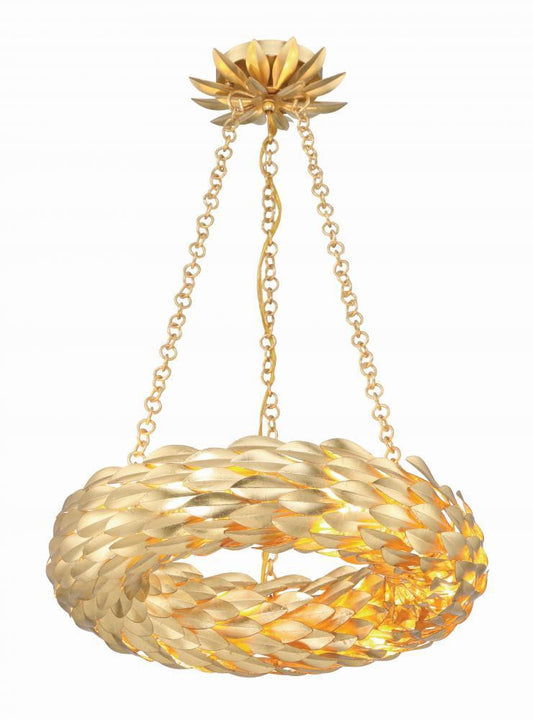Crystorama Broche LED Chandelier Antique Gold