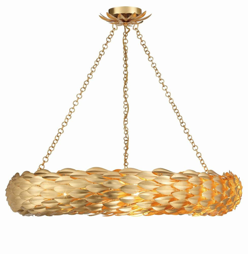 Crystorama Broche 8 Light Chandelier Antique Gold