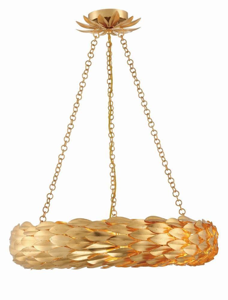 Crystorama Broche 6 Light Chandelier Antique Gold